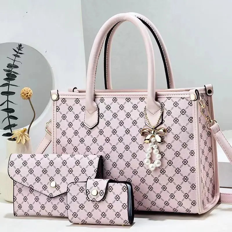 Luxury Bead string Handbags 3 Pieces set Women Bags Designer Tassel Purses Handbags Composite Messenger Female Bag