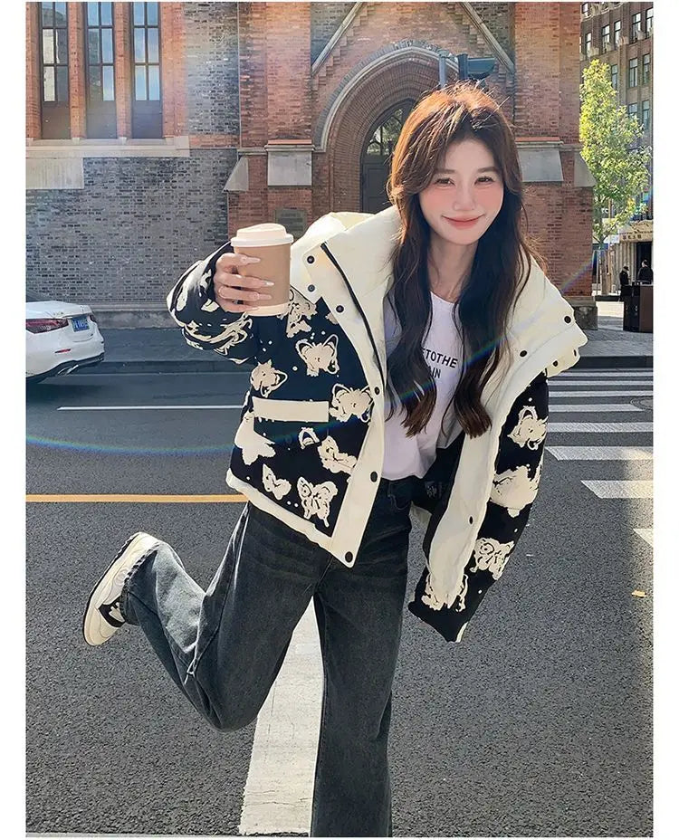 Women's Clothing High-end Plus Size Down Jacket Winter Warm New Hooded Loose White Duck Down Outerwear Quilted Pockets Coats