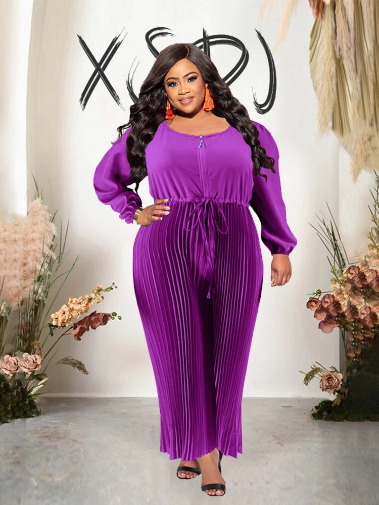 One Piece for Women Sleeves Jumpsuit Plus Size Casual Jumpsuits Pleated Pants Elegant Long Jumpsuits Wholesale Dropshipping