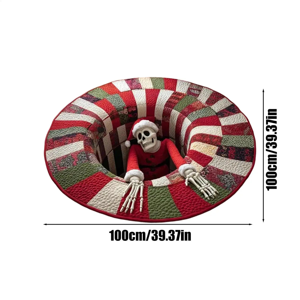 3D Rugs Optical Illusion Christmas Home Decor Skeleton Round Quilted Holiday Bathroom Carpet For Kitchen Entryway Entrance