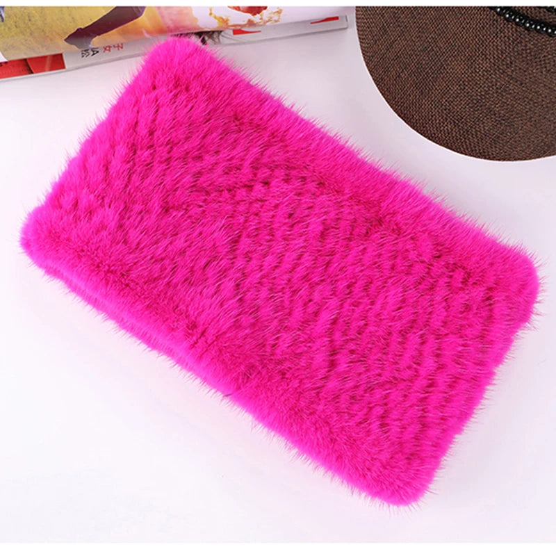 headbands for women Real fur hair band hair accessories Mink knitting female headband for hair Elastic band made scarf