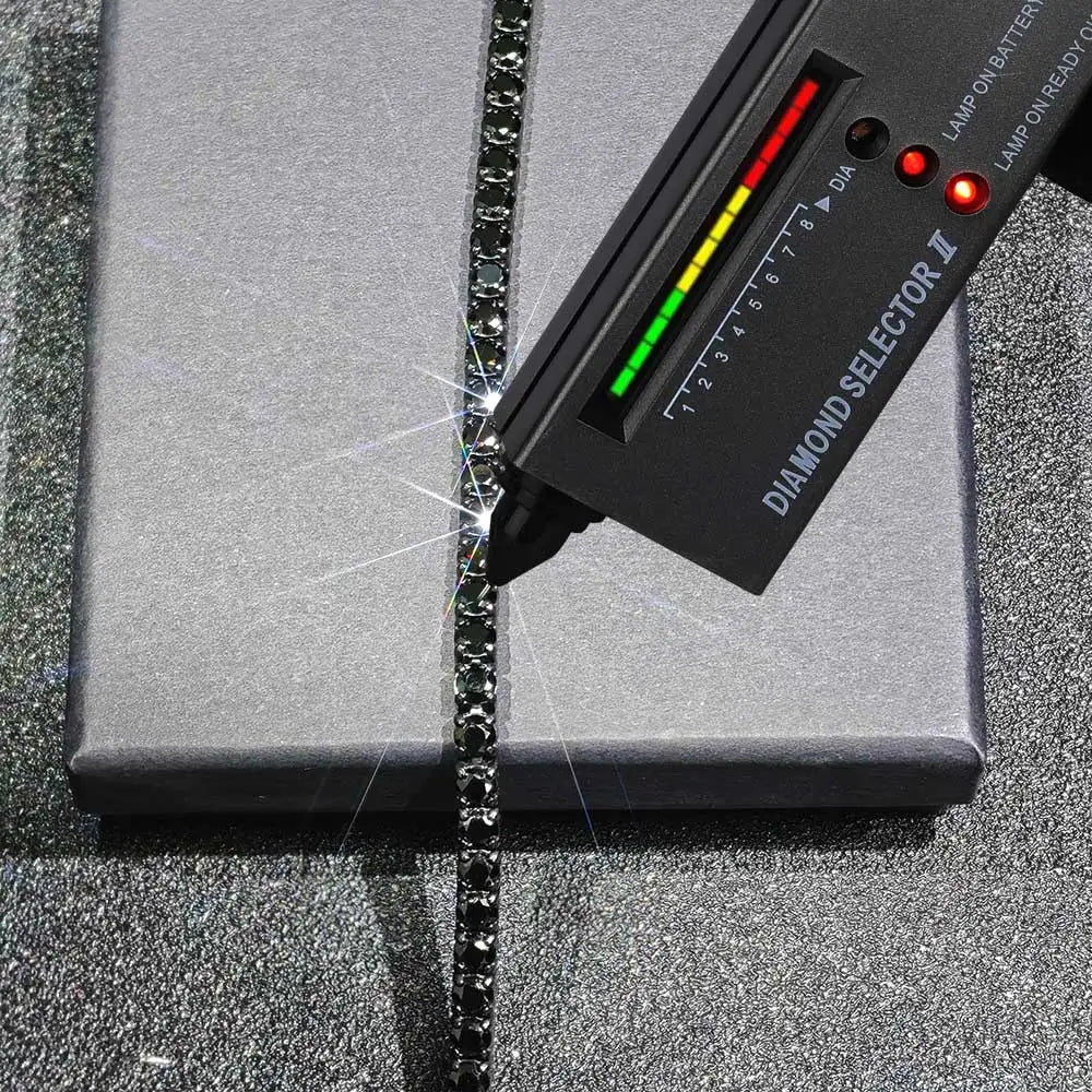 3/4mm Black Moissanite Tennis Necklace 316L Stainless Steel Black Moissanite Chain for Men Women Wedding Birthday Gifts