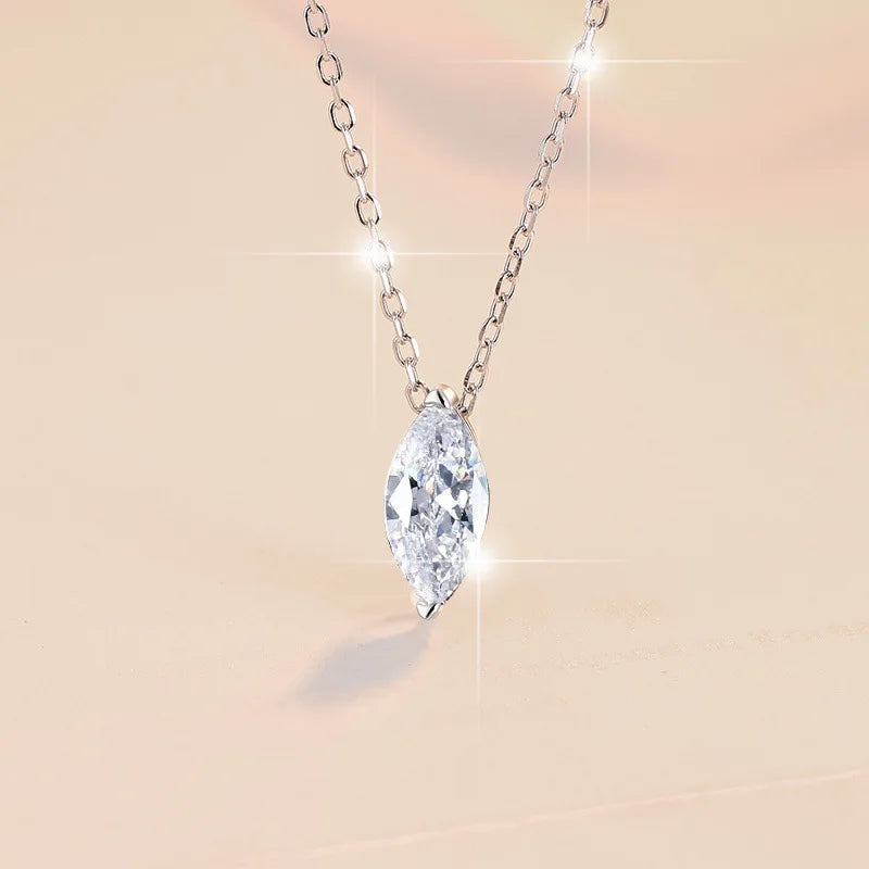 OXTAO Moissanite Solitaire Pendant Necklace 5x10mm Marquise Cut for Women 14K Gold Filled Luxury Chain Necklace Wedding Jewelry