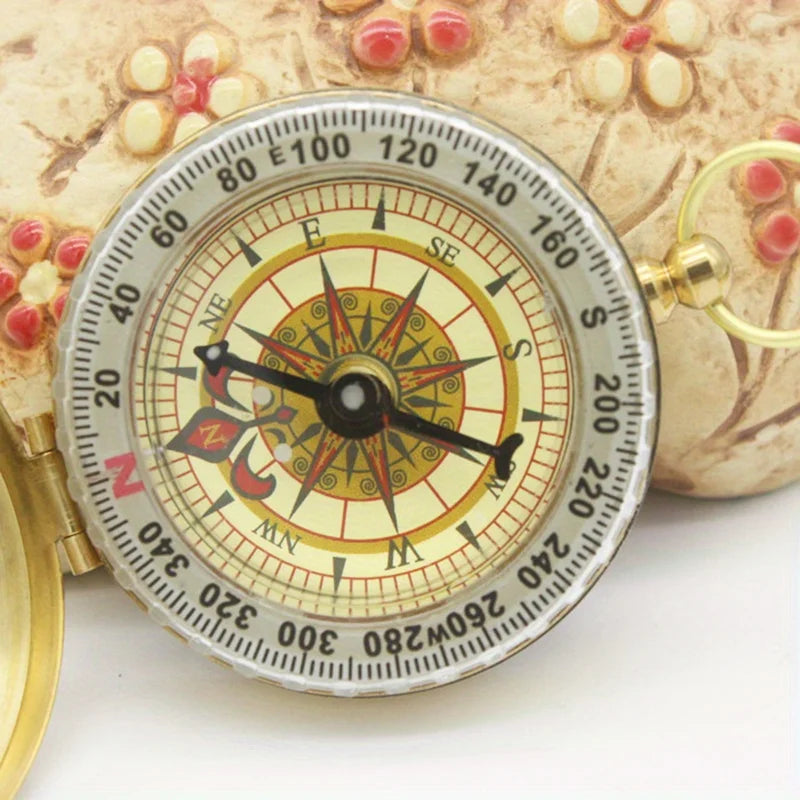 Glow-in-the-Dark Copper Survival Compass Outdoor Camping Hiking Portable Pocket Compass Navigation Survival Tools