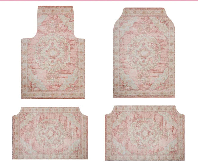 Set of Bohemian Style Floor Mat Universal Size Car Foot Mat American Retro Rugs for Bedroom Home Anti-slip Soft Rug