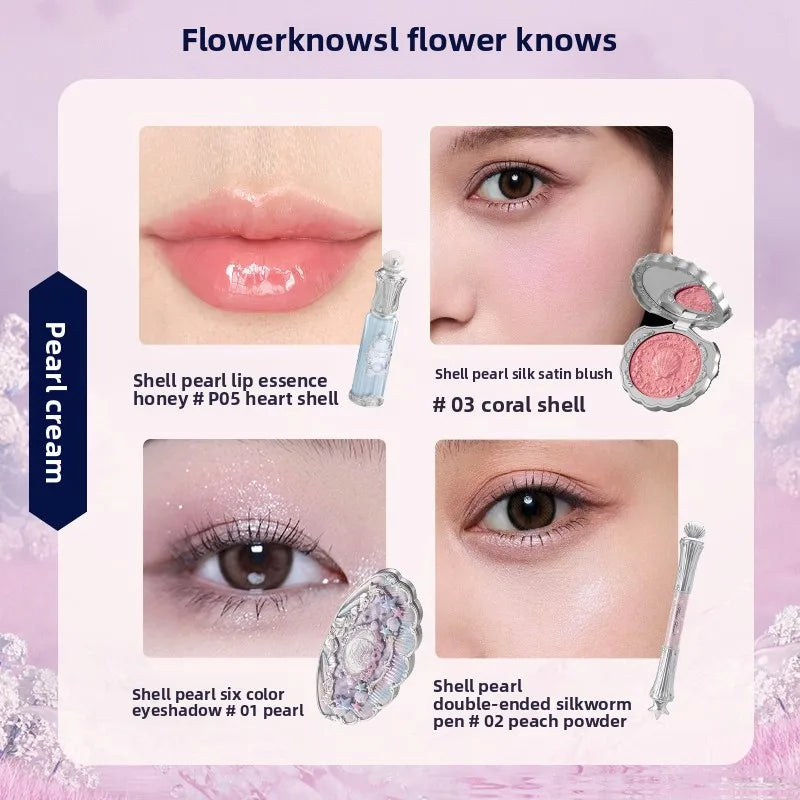 Flowerknows Gift Box Makeup Set Little Angel Full Box Lip Glaze Blusher Shell Jewelry Flower Know Birthday Gift Kit