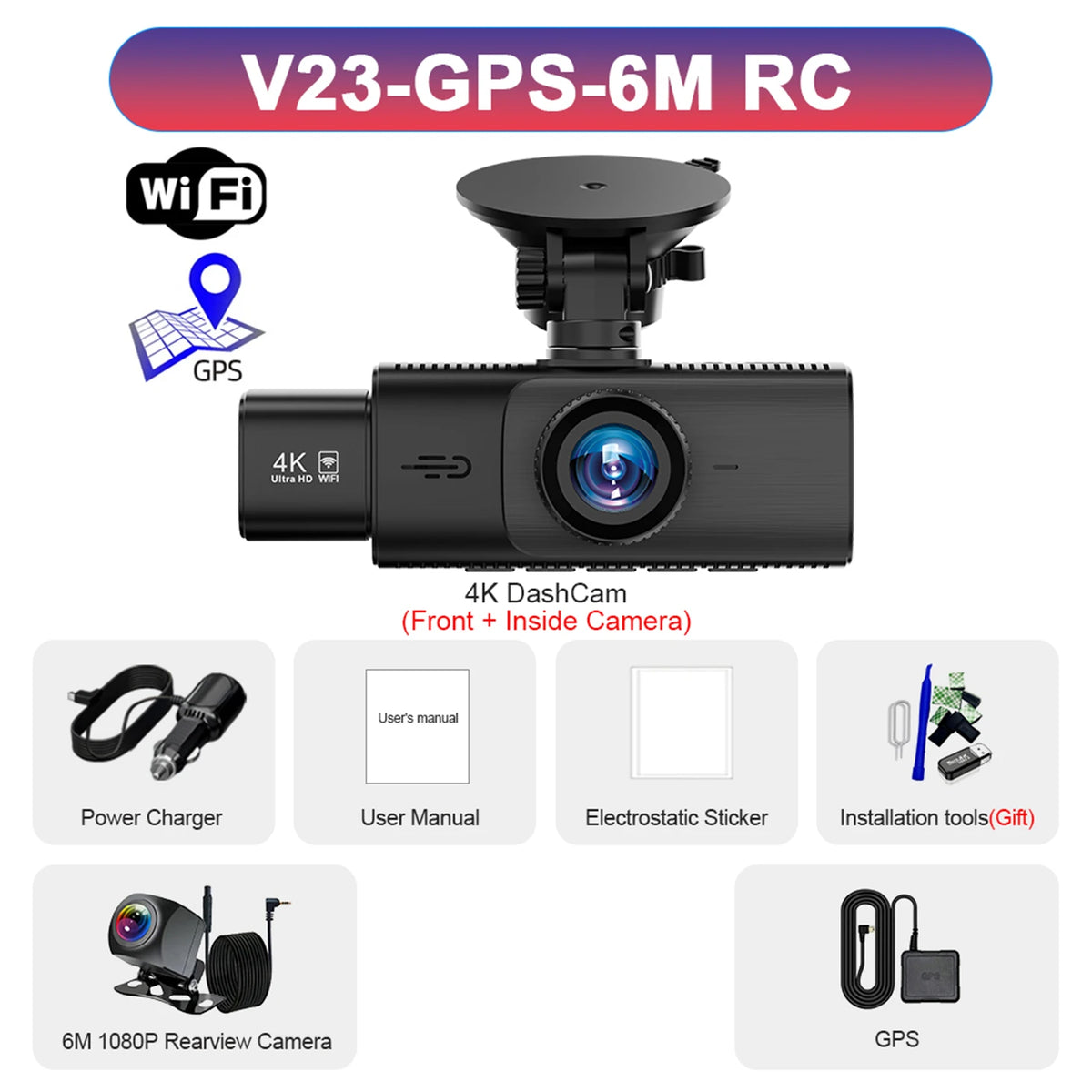 WIFI Dash Cam 3 Camera 4K UHD Car DVR 2/3Lens Camera Video Recorder Black Box GPS Dash Cam Auto Loop Recording Car Accessories