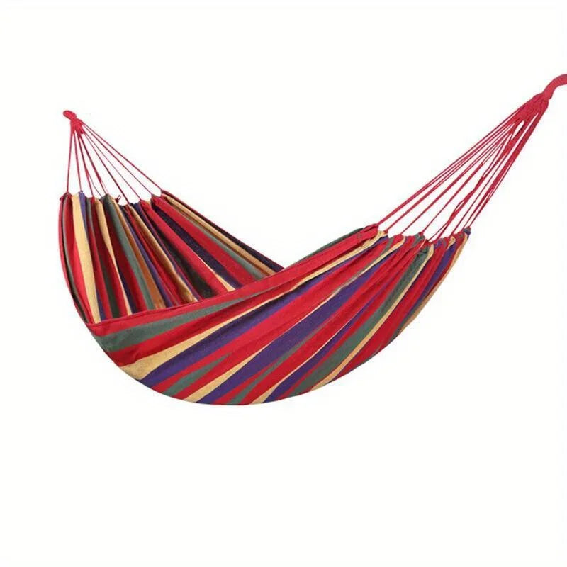 Outdoor Canvas Hammock Thickened Hammock Camping Swing Hammocks with Tree Ropes Anti Rollover Striped Hanging Chair Hammocks