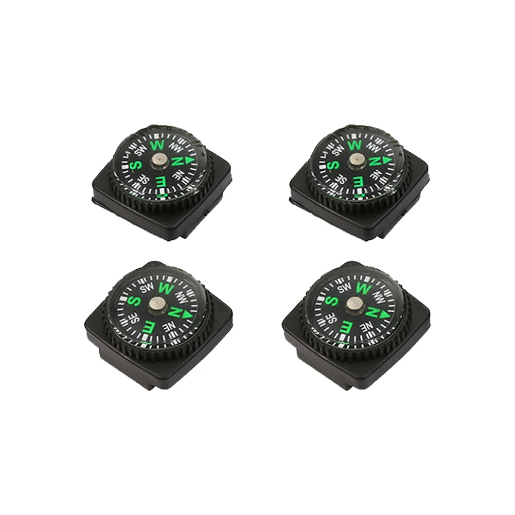 Portable Button Outdoor Survival Compass Navigation Tool 4PCS Leather Pouch Compass Orienteering Hiking Camping Navigator Tool