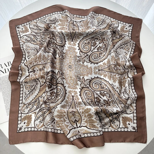 2026 New Elegant Fashion 70X70cm Printed Women's Scarf Silk Scarf Square Shawl Decorative Headband Neck Luxury Design Bandana
