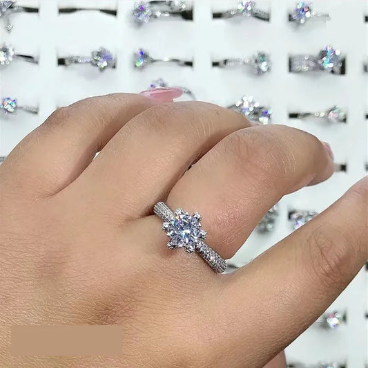 Six-Prong Crown Ring 2ct Moissanite Women's PT950 Platinum - Value-preserving platinum, crown luxury, statement accessory
