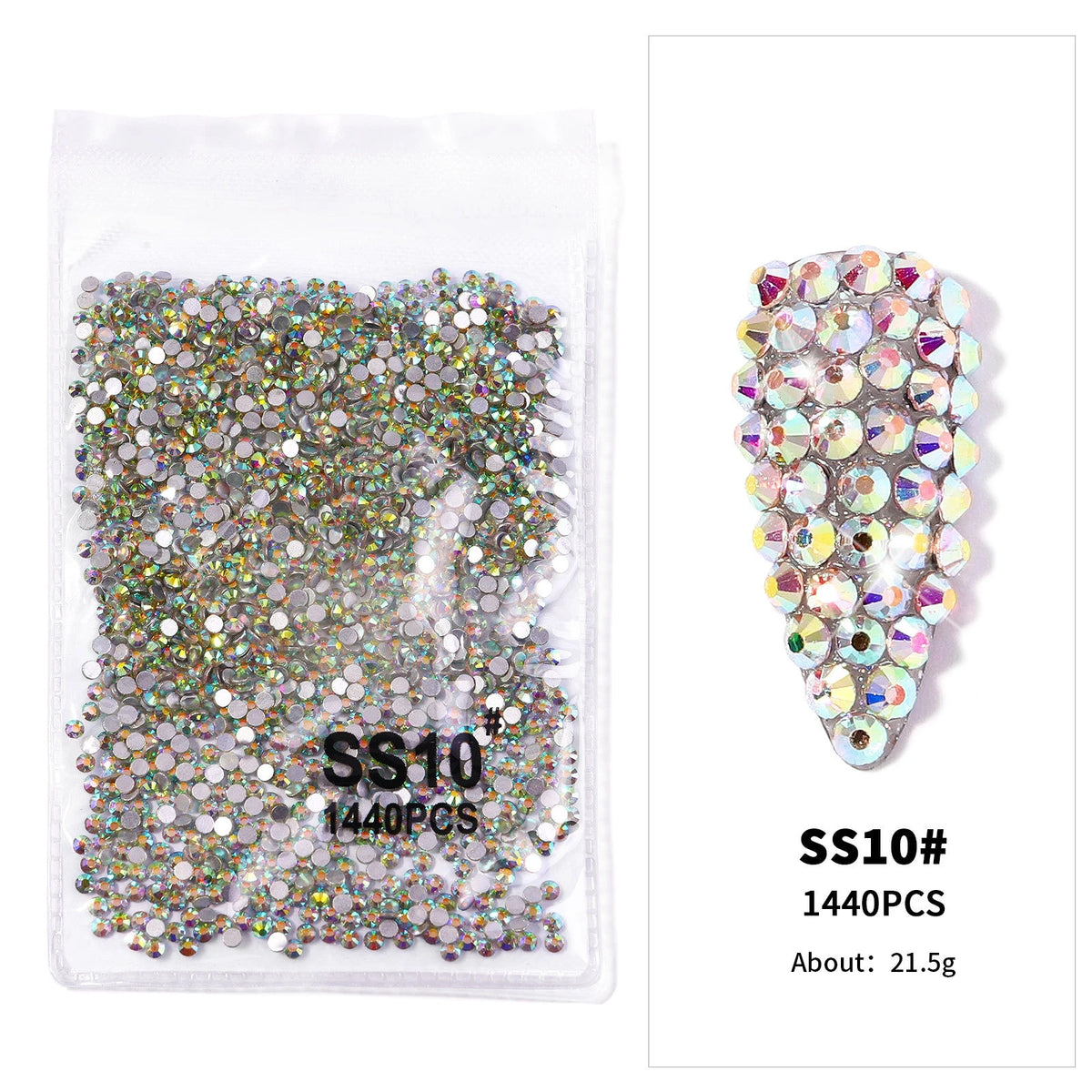 12Gird 3D Glass AB Crystal Nail Art Rhinestones Kit Flatback Round Bead Charm Gem Stones Jewelry Diamond with Tools for Nail Art