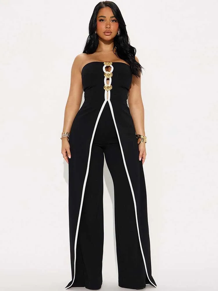 Full Strapless Jumpsuit Sexy Slim Office Lady Summer Sleevelesss Women Jumpsuits Elegant Sexy Jumpsuit Wholesale Dropshipping