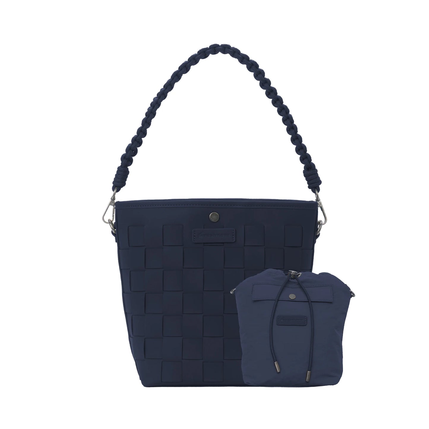 Besnfoto Camera Bag Stylish Woven Leather Shoulder Bucket Bag with Detachable Drawstring Pouch Removable Strap Vintage Crossbody Handbag Case for DSLR Mirrorless Camera Lens Sony Canon Nikon Women