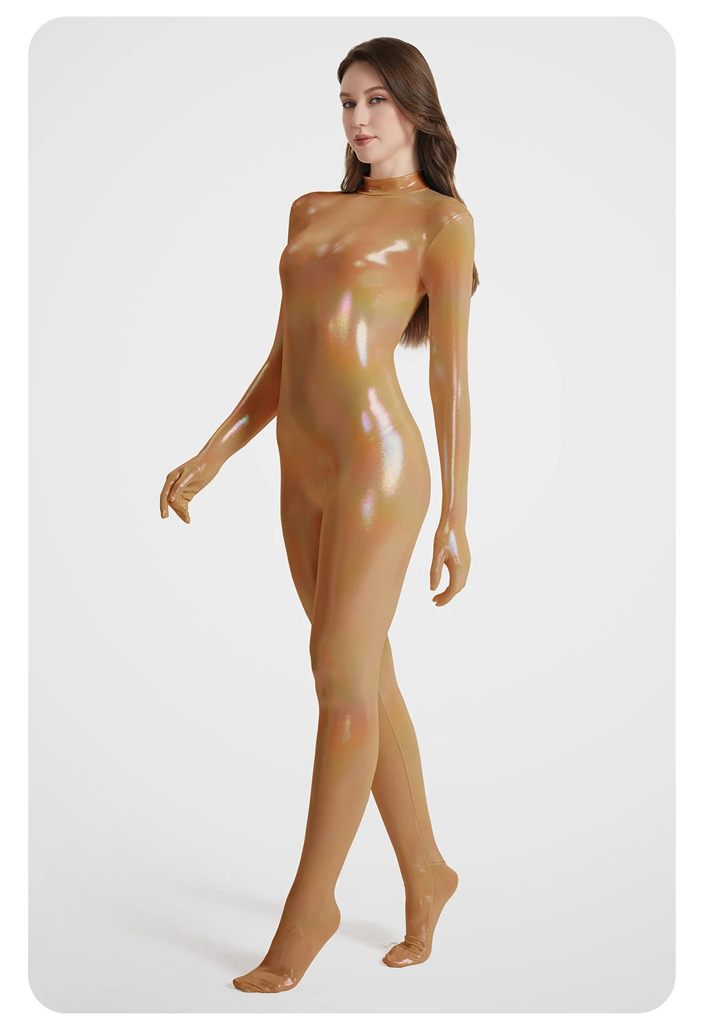 sexy women gradient color gloss Zentai Shiny smooth soft Yoga Rear zipper bodysuit shapewear Role playing Jumpsuits Catsuits