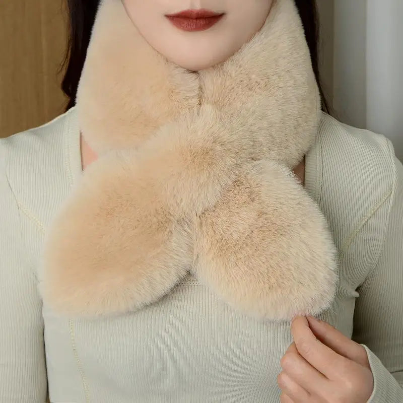 Winter Faux Rabbit Fur Scarf For Women Girls Scarf Soft Plush Scarves Solid Color Neck Collar Warmer Stuff Christmas Gifts