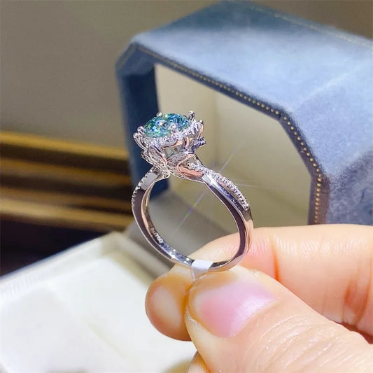 100% Original Certified 18K platinum PT950 Royal Manor 2 Carat Green Moissanite Ring Diamond Ring Comes with Certificate