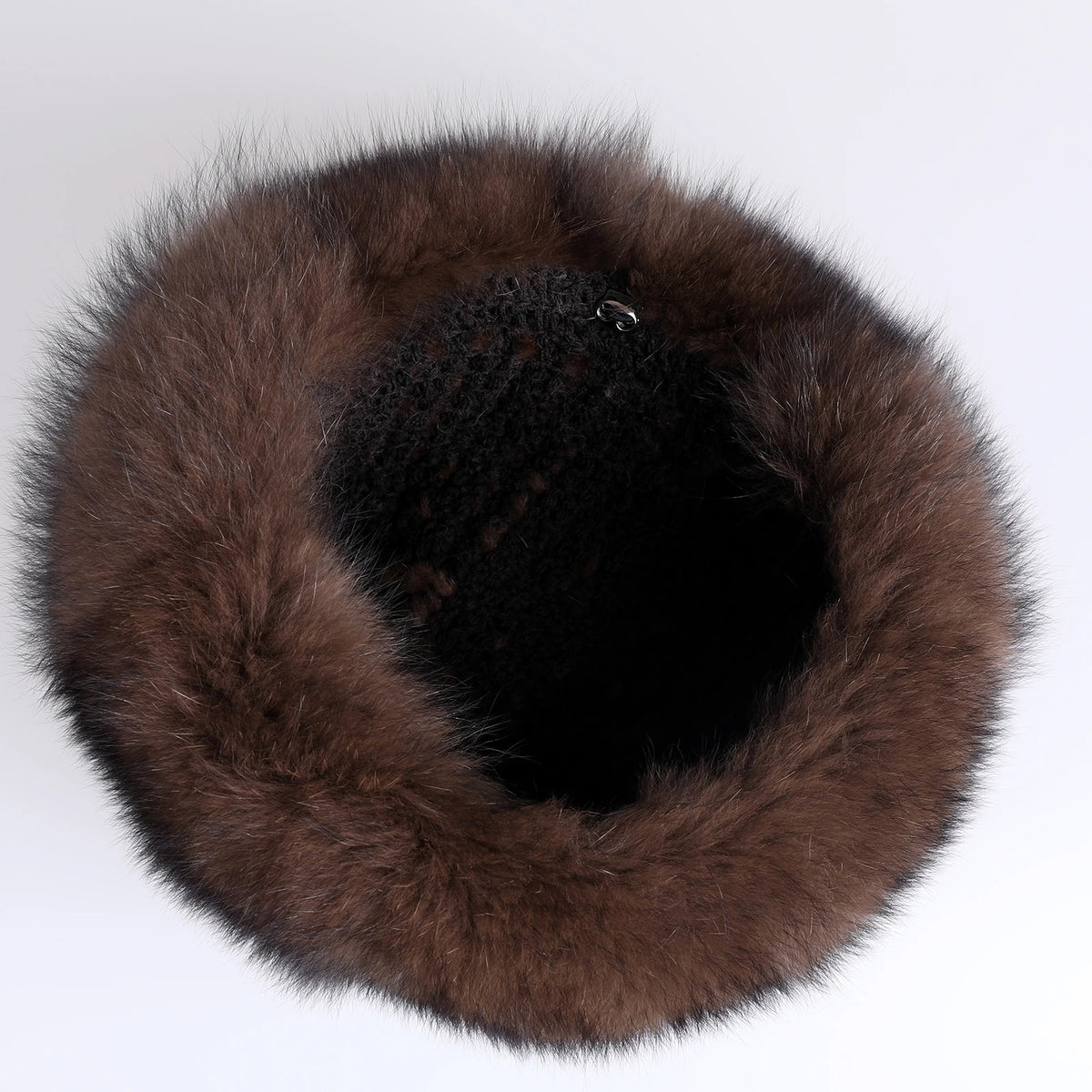 Women's Winter Warm Genuine Premuim Mink Fur Knitted Bucket Hat Furry Real Fur Caps Big Fox Fur Trim Brim Adjustable