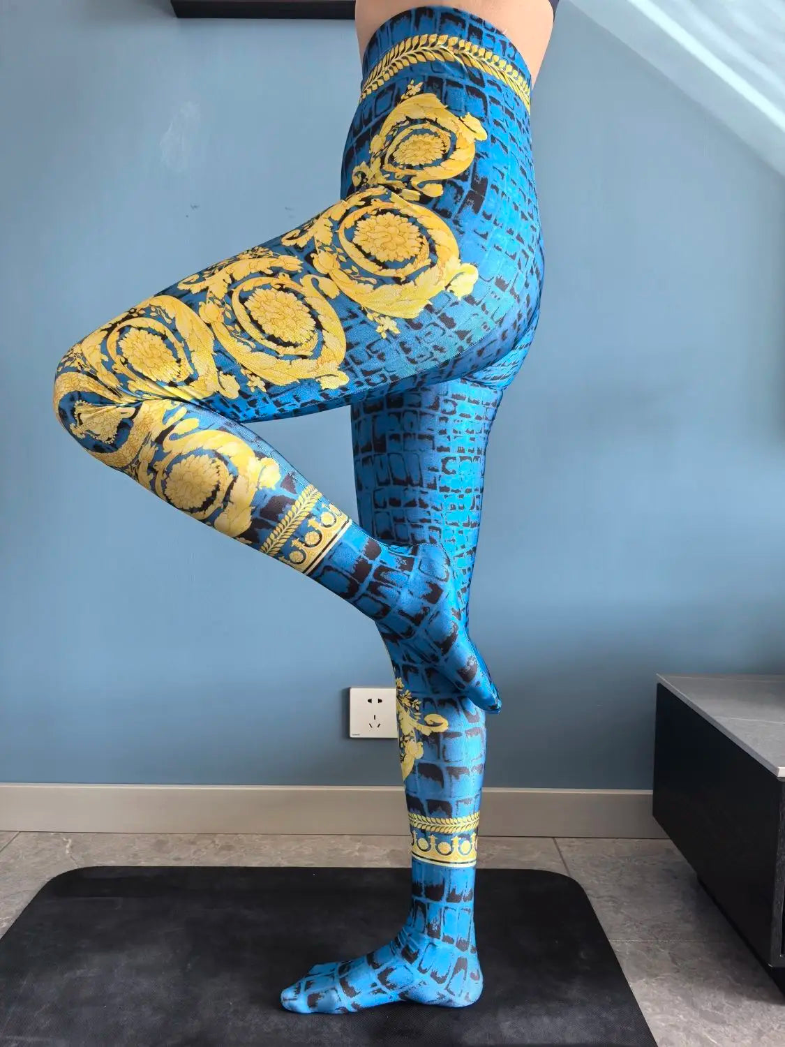 No elastic leopard print seam high waist tights yoga pants Plus size women sports tight leggings