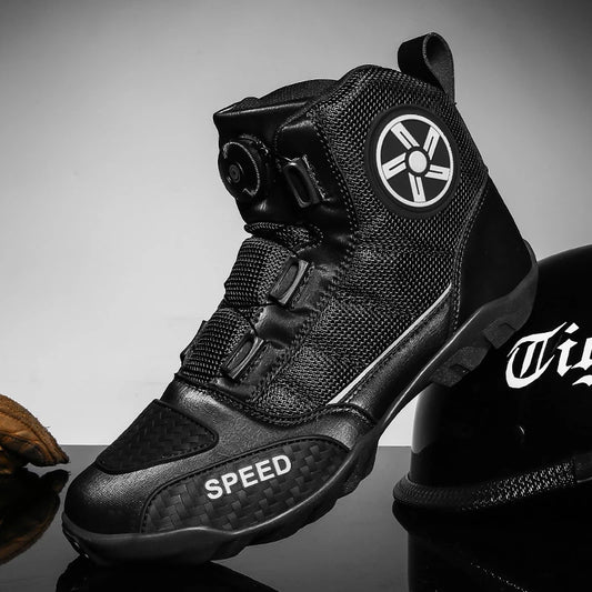 Motorcycle Riding Men Boots Off-Road Motorbike Racing Anti-drop Breathable Equipment Soft Waterproof Motocross Cycling Shoes