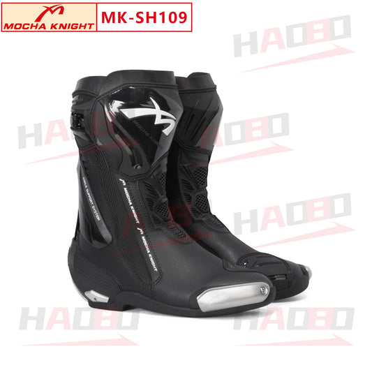 BENKIA SH109 Mocha Motorcycle Boots CE Certification Professional Track Riding Botas Men Women Anti Slip Waterproof Boots
