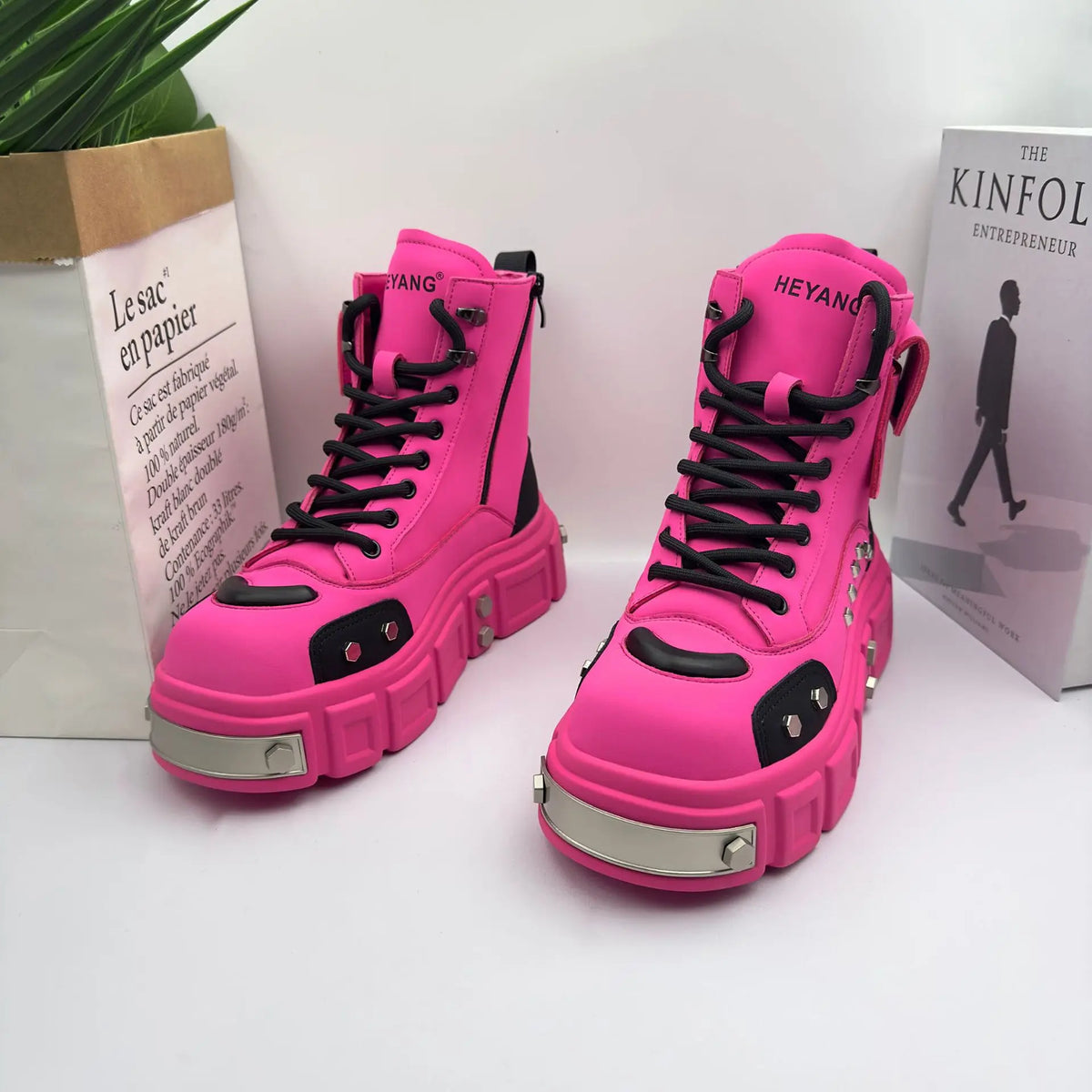 2025 Spring and Autumn Men Male Ruffian Handsome Fried Street High-top Trend Increases Thick Bottom Niche Trend Chelsea Boots