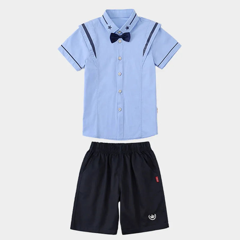 Summer School Uniform Children's Kindergarten Costume Kids Boys Academic Style Sportswear Girls Vintage Two Piece Set Clothing