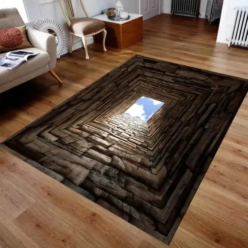 3D Desert Crack Water Fire Design Rug Non-Slip Machine Washable Carpet Fashion Bedroom Living Room Beach Style Floor Mat
