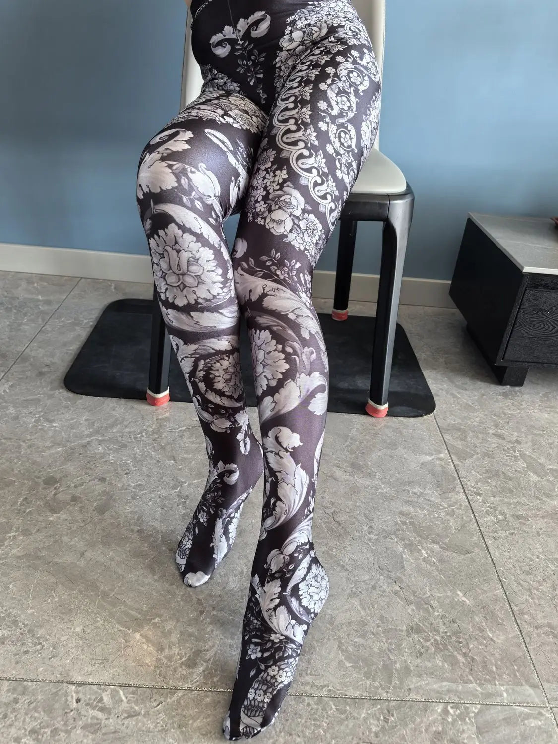 No elastic leopard print seam high waist tights yoga pants Plus size women sports tight leggings