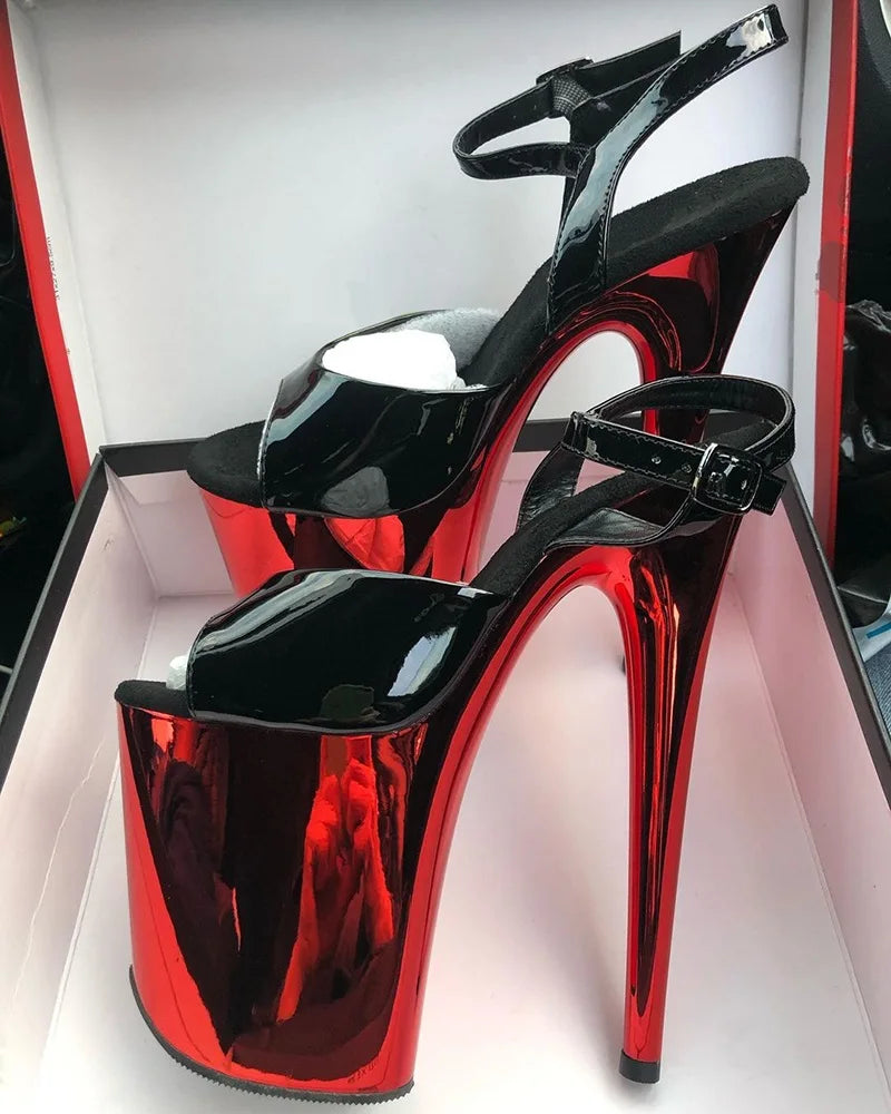 20cm Stripper Thin Heels Big Size 8Inch Models Pole Dance Sandals Women's Shoes Exotic Sexy Fetish Peep Toe 8Inch Catwalk Party