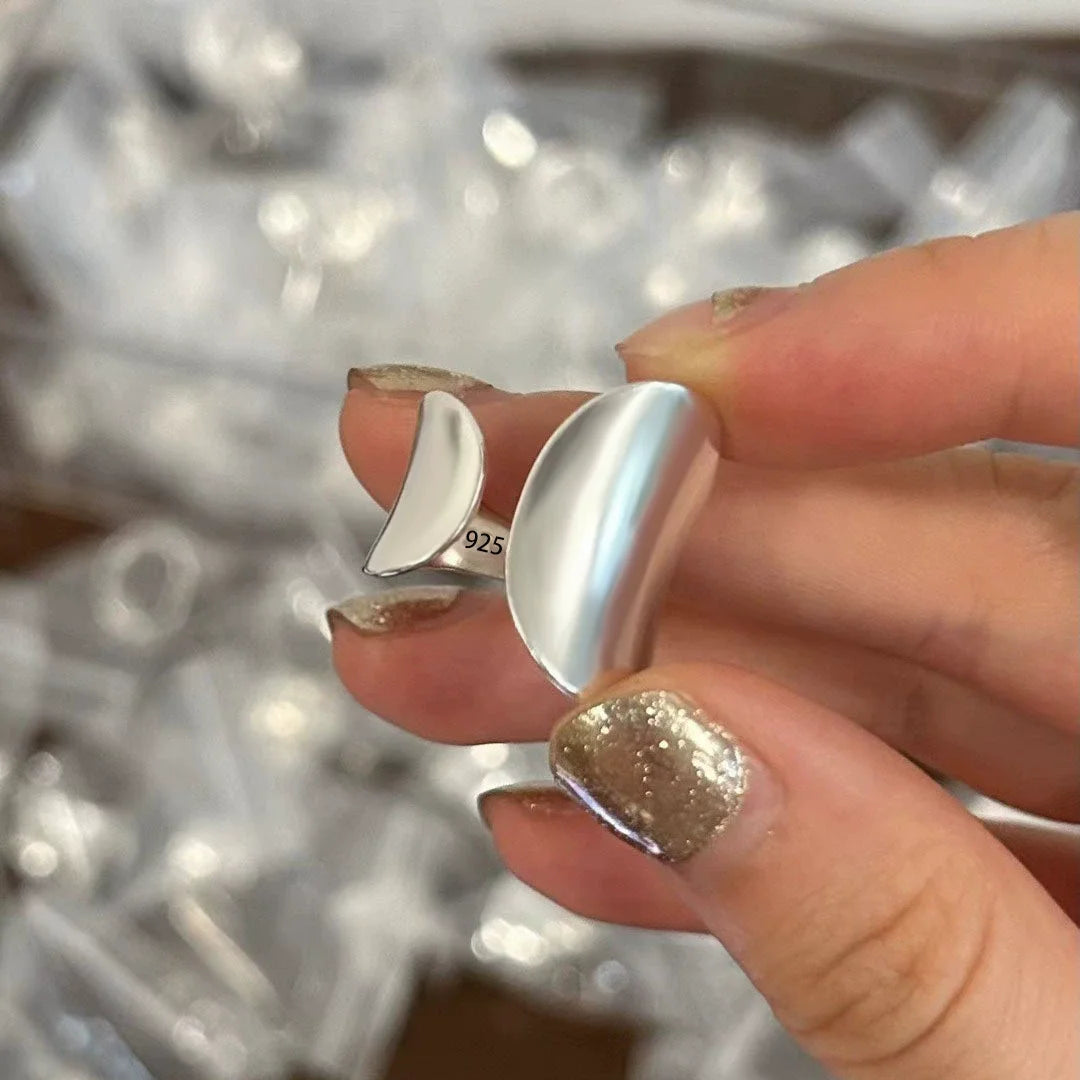 VENTFILLE 925 Sterling Silver Geometric Multilayer Round Bead Ring Female Fashion Punk Temperament Prevent Allergy Charm Jewelry