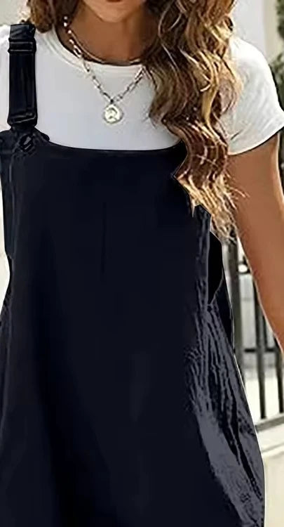 Plus Size 1XL-5XL Women's Fashionable Solid Color Overalls Women Casual Short Overalls
