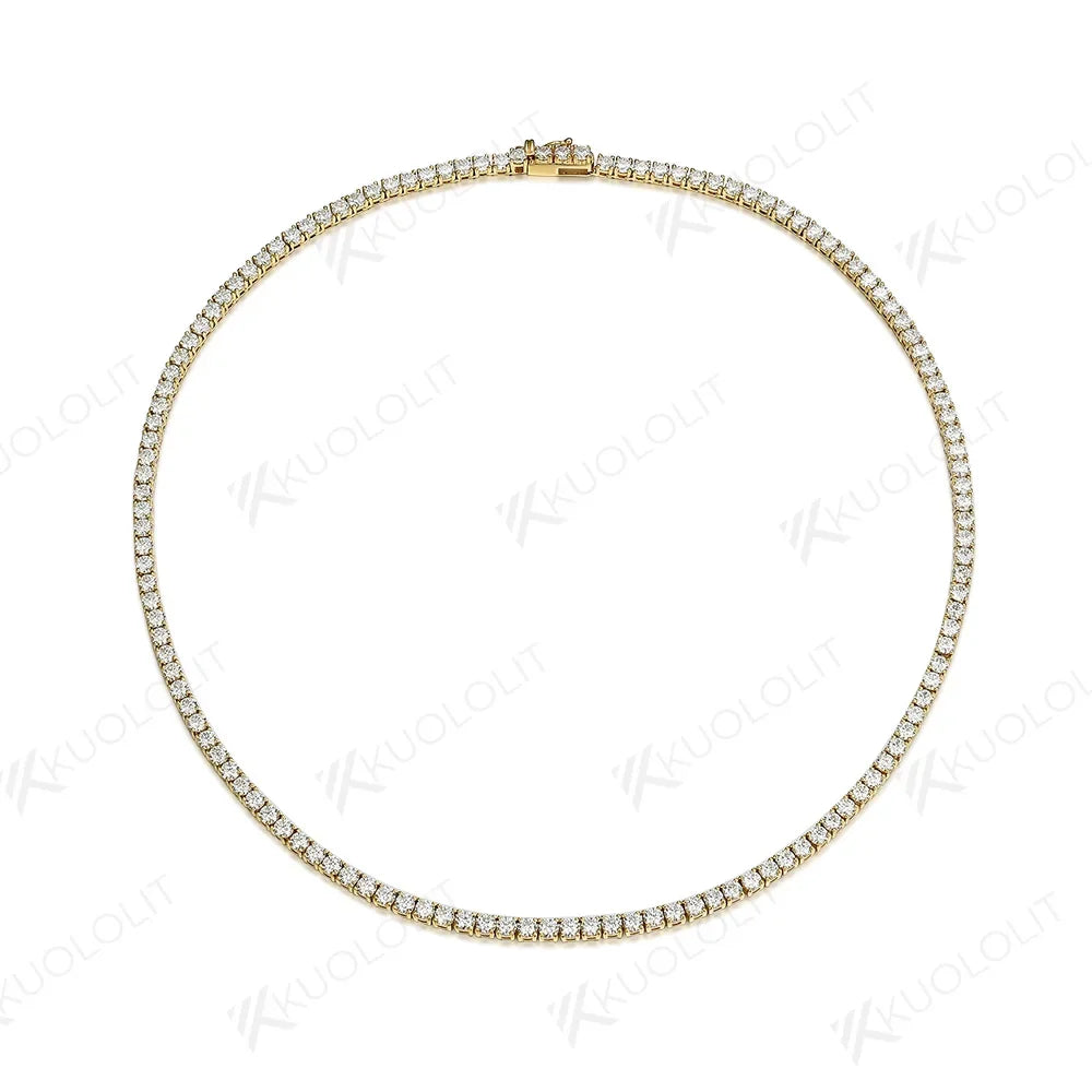 Kuololit Moissanite Tennis Necklaces for Women Men Solid 10K 14K 925 Sliver D/VVS Diamonds Necklace for Engagement Christmas