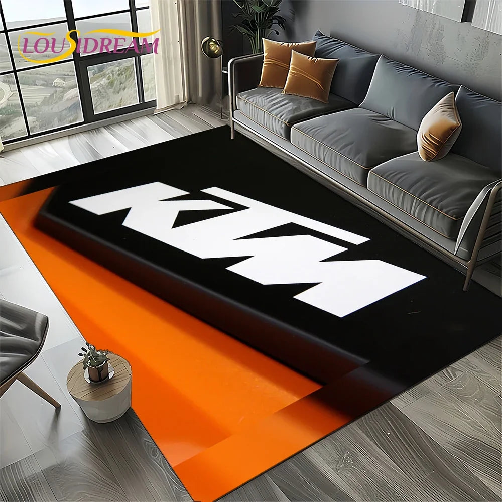Racing Car K-KTM Motorcycle Carpet Rug for Living Room Bedroom Home Sofa Decoration,Kids Play Area Rug Non-slip Floor Mat Gift