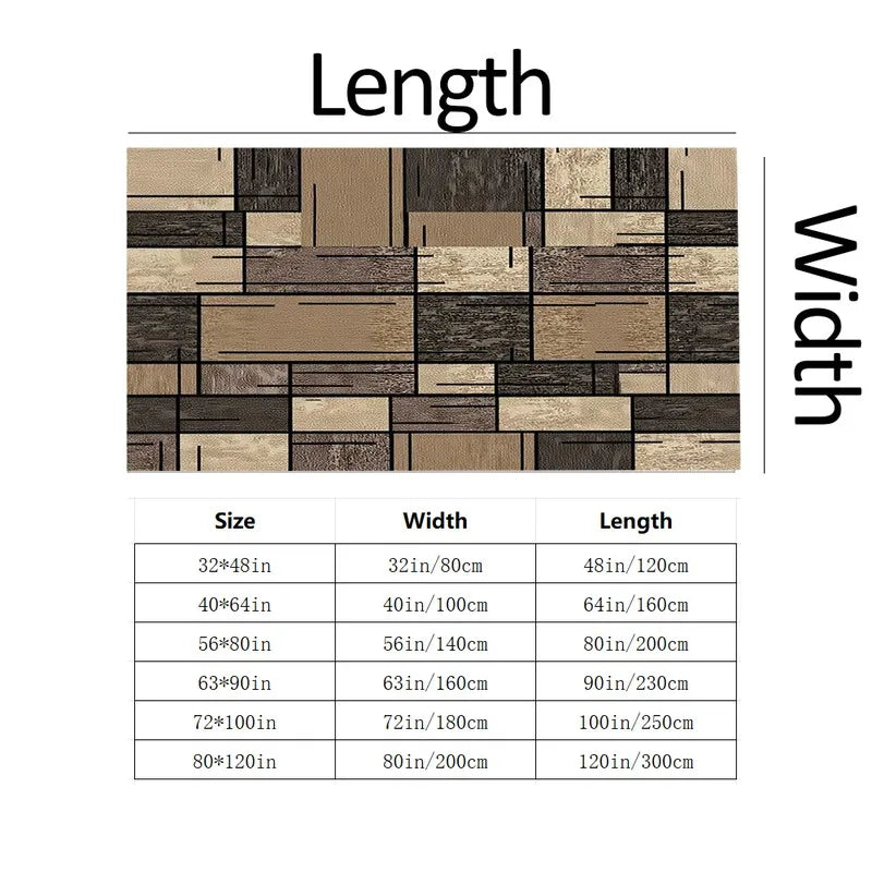 Modern Patchwork Geometric Carpet Flooring, Abstract Block Style Area Rug Non‑Slip Floor Mat for Living Room Bedroom Home Decor