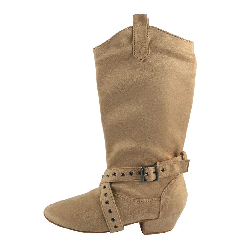 Customized Heel Practice Boots Half Boots Line Dance Boots Soft Suede Bottom Ballroom Party Dance Shoes Black Boots Dancing