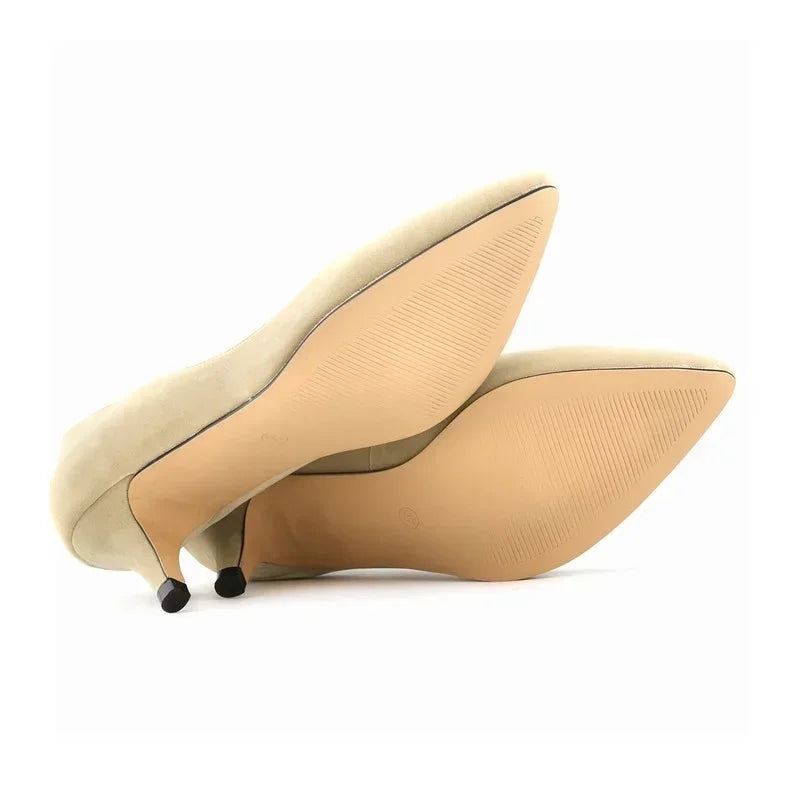 Spring and Autumn 2026 Women Pumps 5cm High Heels Solid Color Breathable Rubber Non Slip Sole Latex Insole Work Wedding Shoes