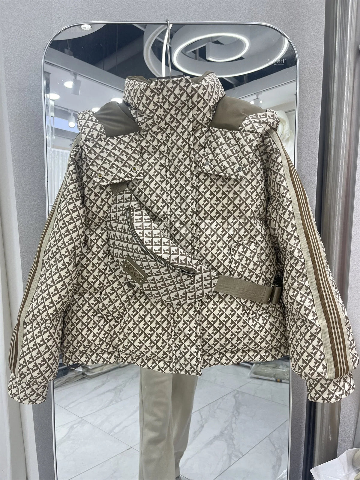 Thickened Houndstooth Down Jacket Women Winter 2023 New High Quality Korean Style Loose Bag Warm Fashion White Duck Puffer Coat