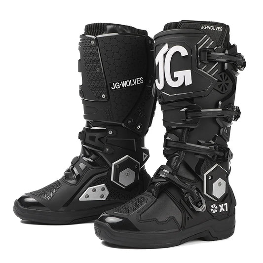 JG WOLVES Professional Motorcycle Boots Mens Long Motocross Off Road Racing Boots Wear Resistant Botas X7