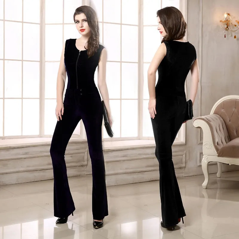 Fashion Women Long Sleeve Sexy V Neck Wide Leg Rompers Belted High Waist Jumpsuits Long Office Ladies Outfits Jumpsuit Colors