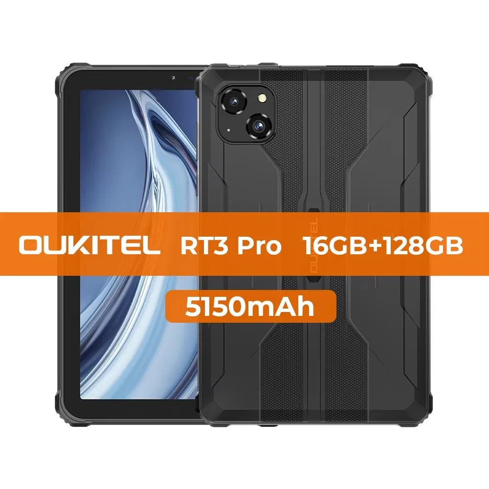 Oukitel RT3 PRO 5150mAh Battery 8"HD Display Tablet 13.9mm Ultra-Slim Profile IP68 &IP69K & MIL-STD-810H, 16(4+12)GB +128GB