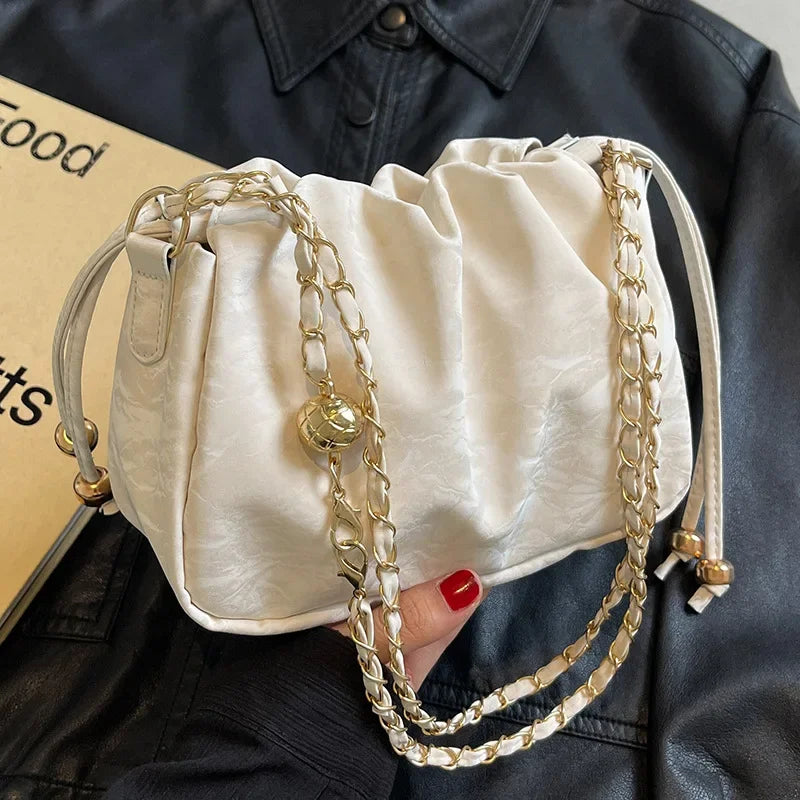 Chain Bag Ladies PU Leather Shoulder Bags Purse for Women Fashion Crossbody Bags Underarm Bag Small Square Satchel Handbag Bolas