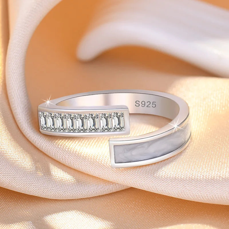 Original 925 Sterling Silver Ring High Quality Adjustable Opening AAA Zircon For Women Wedding Fine Fashion Jewelry Gift