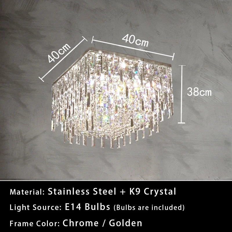 Luxury Crystal Long Pendant Lights Modern Lustres LED Chrome Hanging Lamps for Ceiling Silver Home Decor for Dining Room Remote