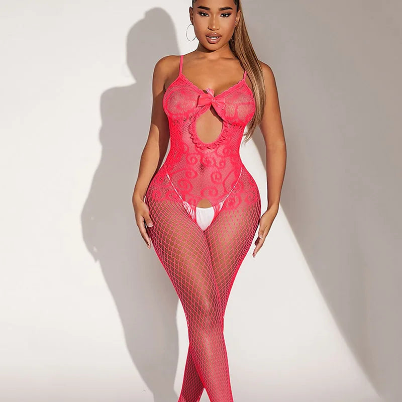 Porn Sexy Crothless Bodystockings Woman Mesh Lingerie Sexy Fishnet Jumpsuit Erotic Cosplay Costume Sex Set Stripper Clothes