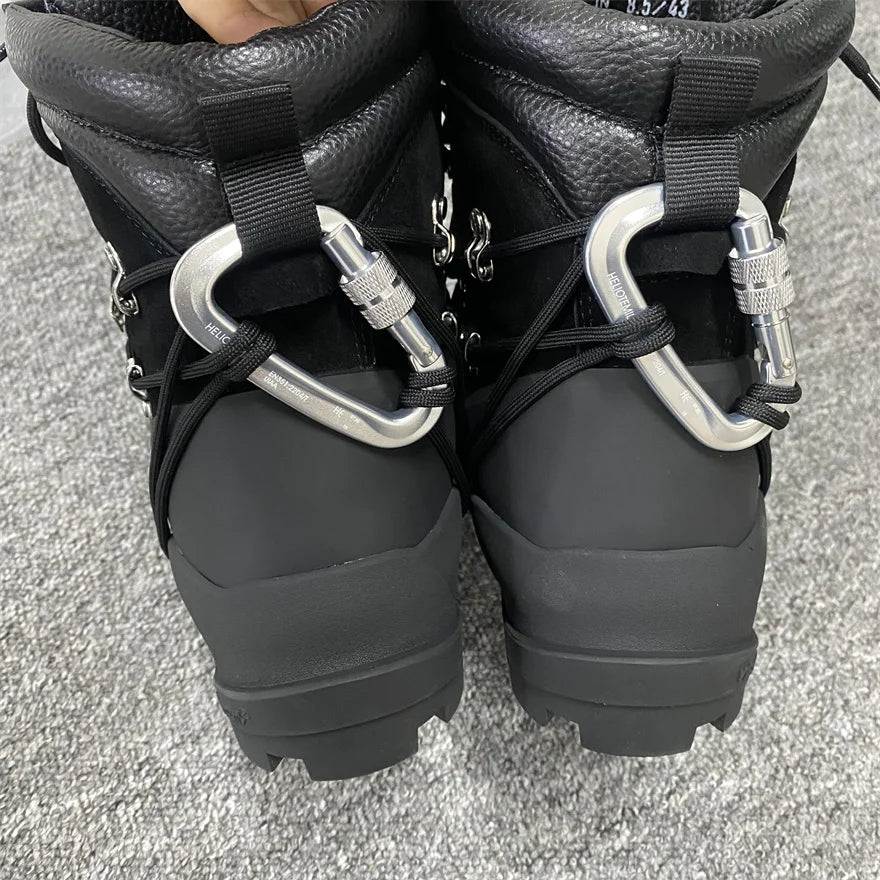 Customized Men Leather Black High Quality Functional Thick soled Motorcycle Hiking He Boots