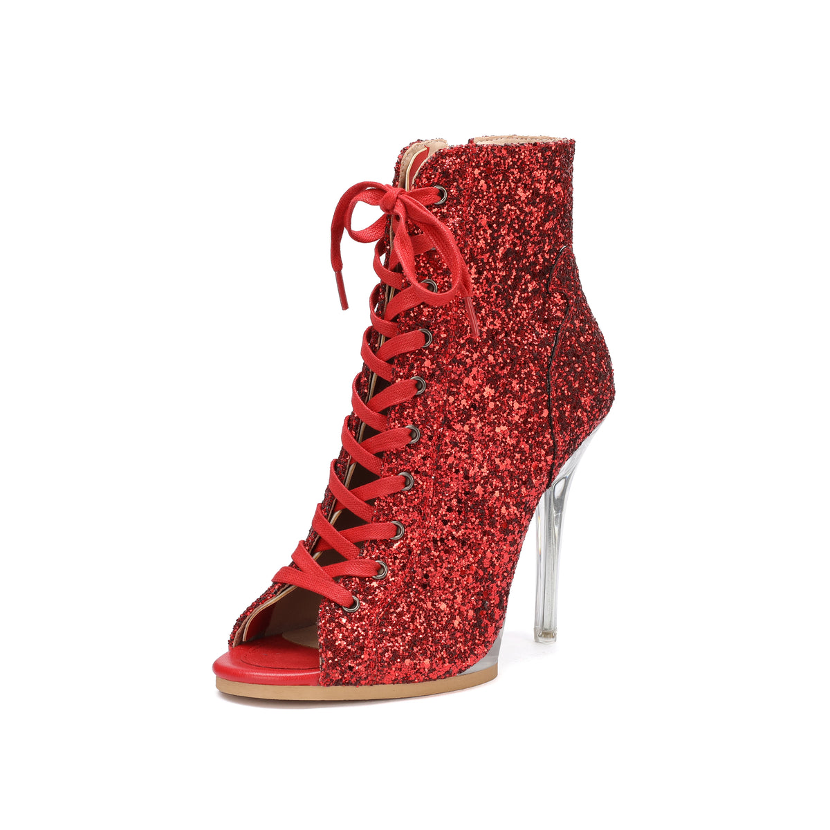 Women Sexy Platform Latin Dance Shoes Lace-up High Heels Dance Shoes Soft-soled Short Boots Jazz Dance Booties for Women 11.5cm