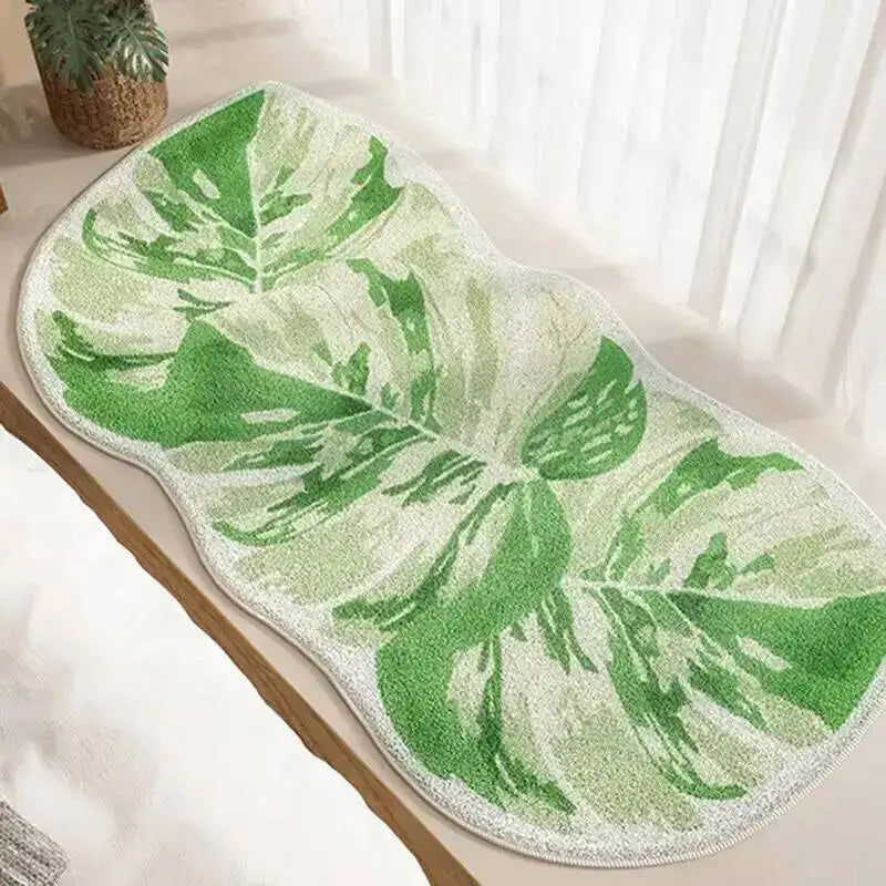 Fresh Style Green Carpet Green Moss Thicken Plush Rugs for Bedroom Bedside Irregular Non-slip Dirty Resistant Carpet Home Decor