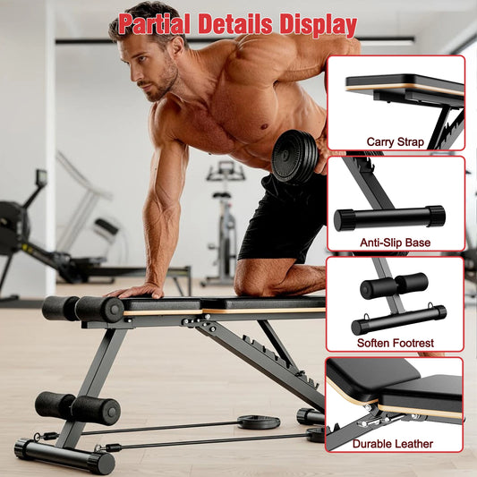 Foldable Dumbbell Bench Multifunctional Full Body Workout Home Gym Adjustable Weight Bench with 660 lbs Capacity for Chest Shoulder Arm & Muscle Training