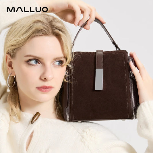 NEW Winter Women's Vintage Natural suede Leather Shoulder Bags Ladies Luxury Designer Cowhide Handbags Female Crossbody Bag